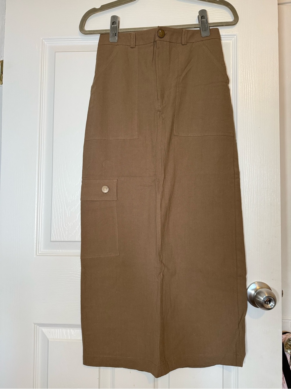 Brown Maxi Cargo Skirt